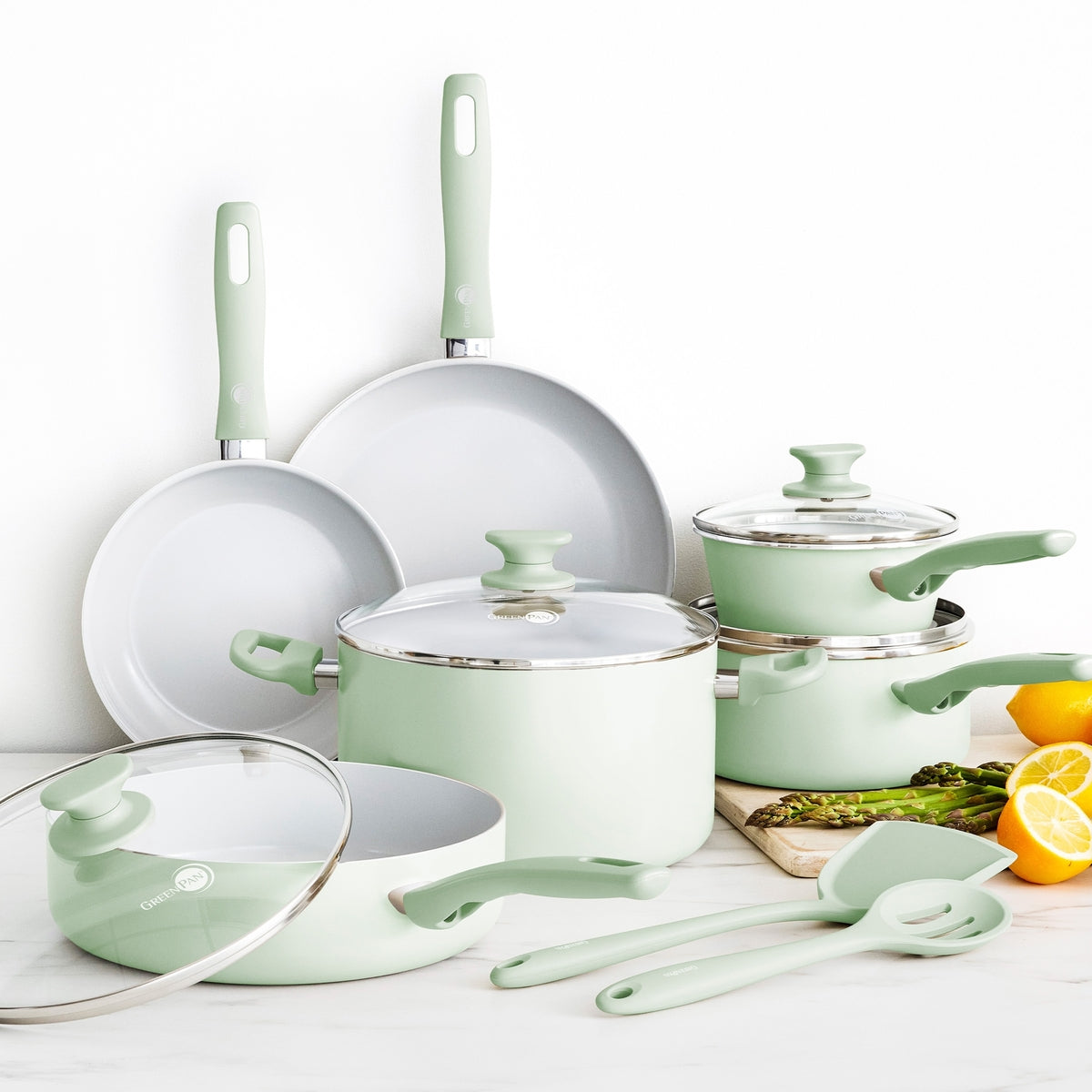 Dover Ceramic Nonstick 12-Piece Cookware Set | Pastel Green