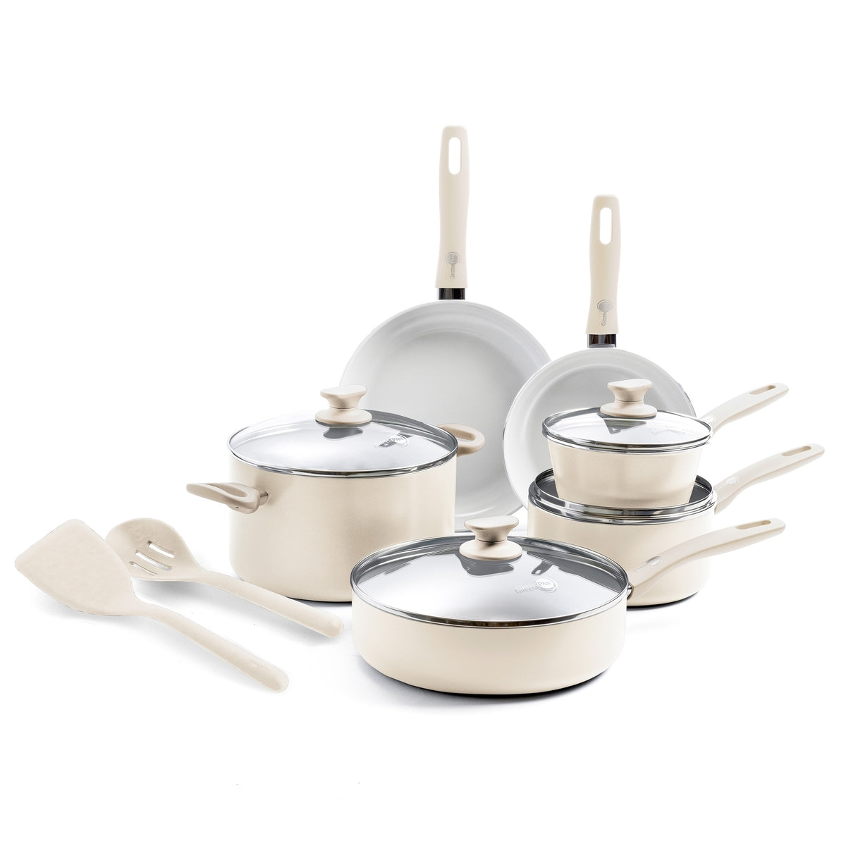 Dover Ceramic Nonstick 12-Piece Cookware Set | Cream White