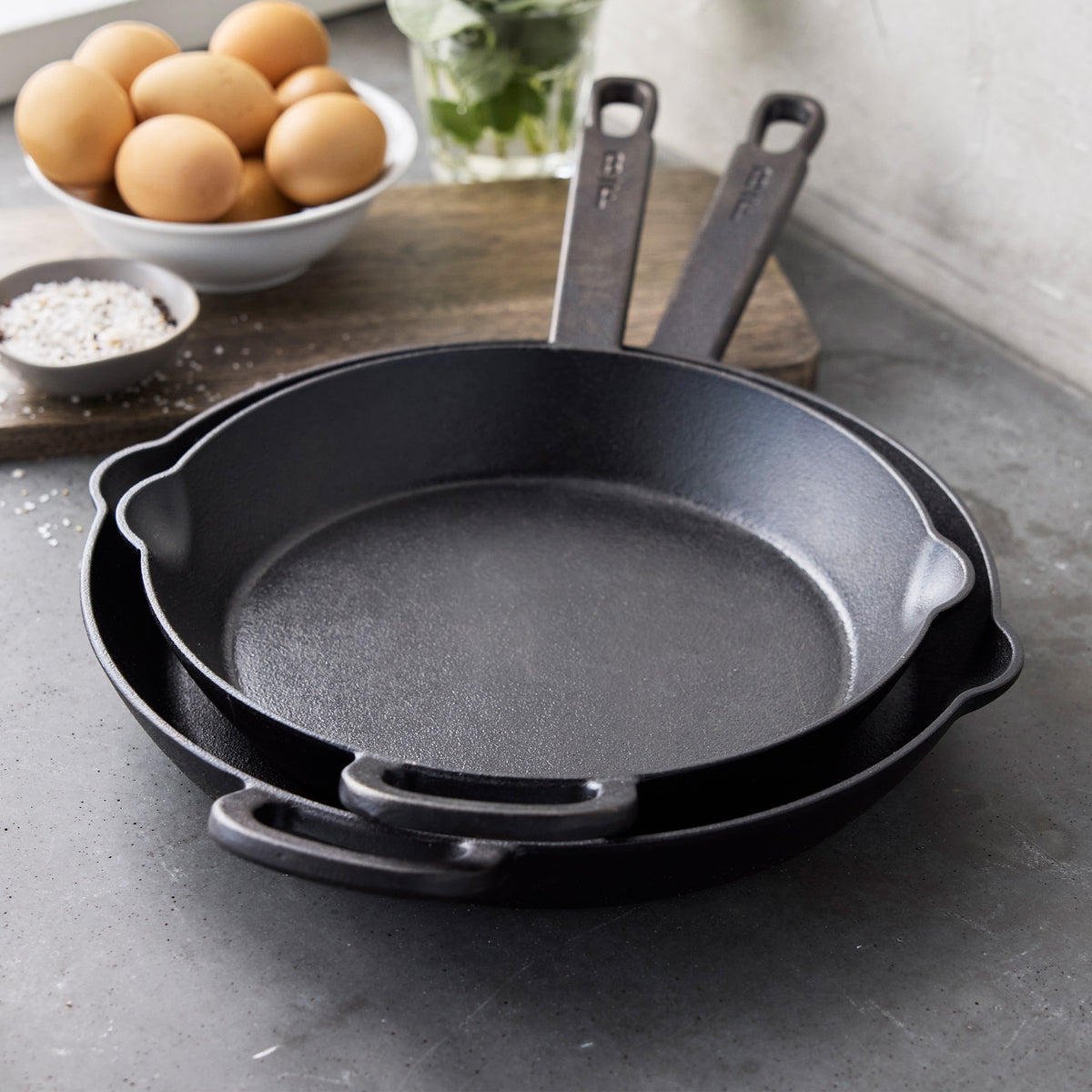 Bobby Flay by GreenPan 10" and 12" Cast Iron Frypan Set