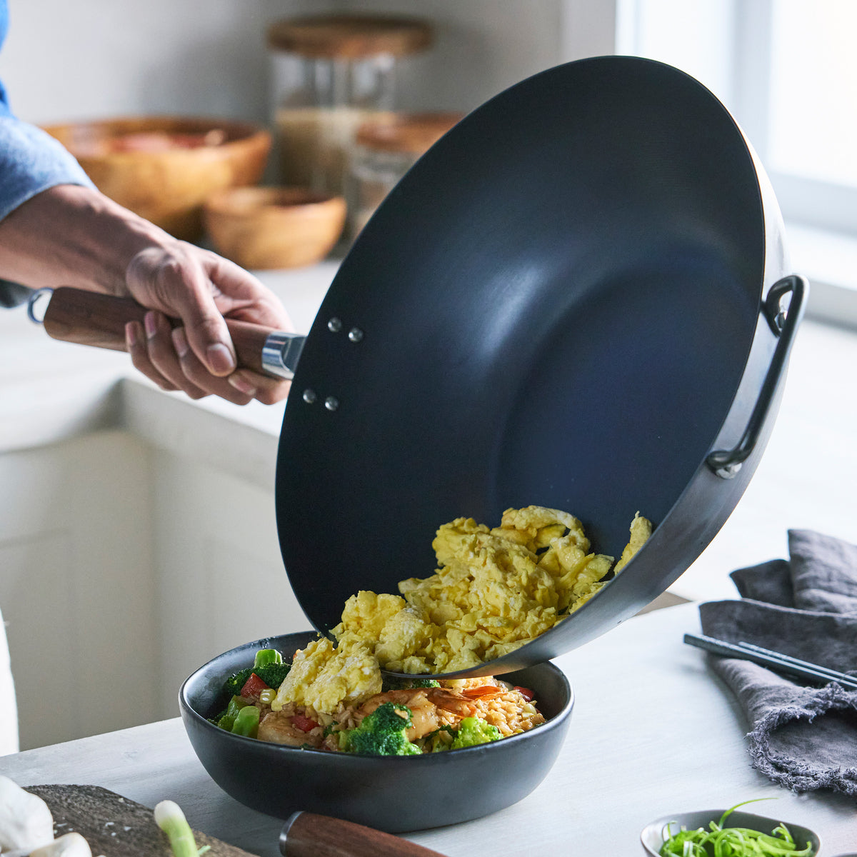 Wok developing a nonstick patina with every use