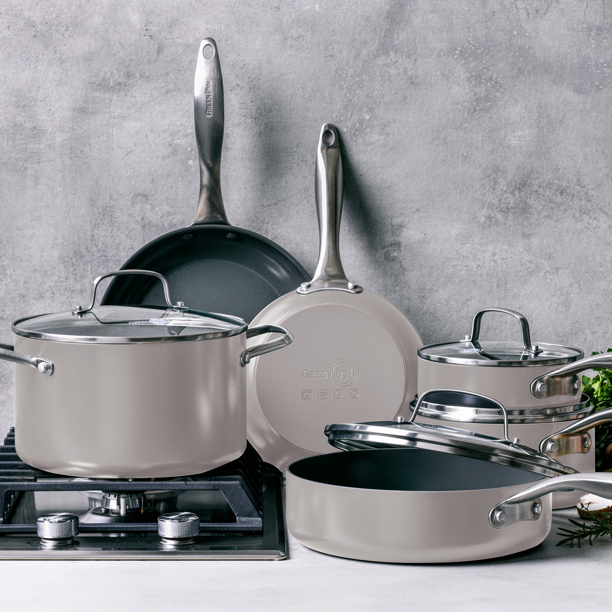 Canterbury Ceramic Nonstick 10-Piece Cookware Set | Clay