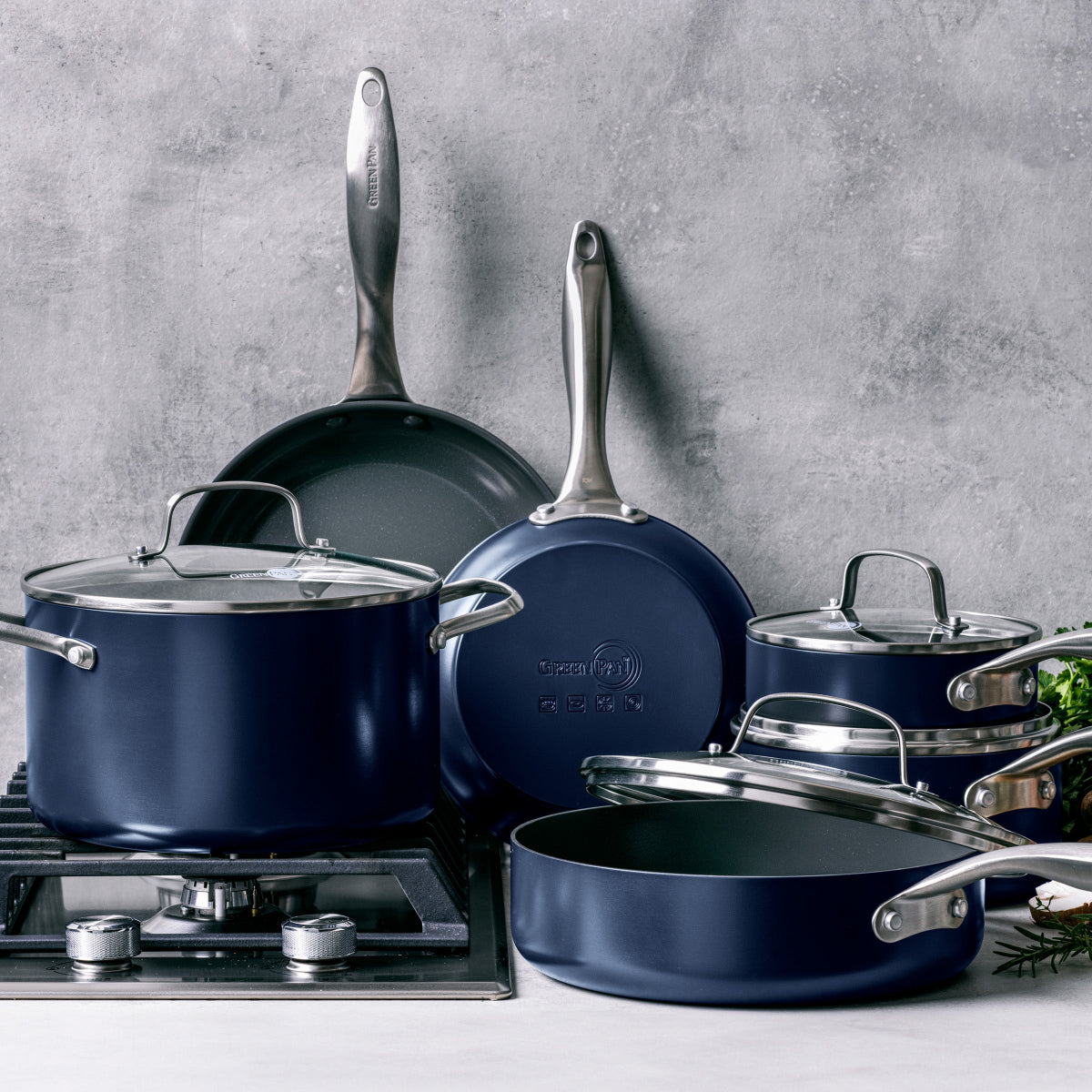 Canterbury Ceramic Nonstick 10-Piece Cookware Set | Oxford Blue