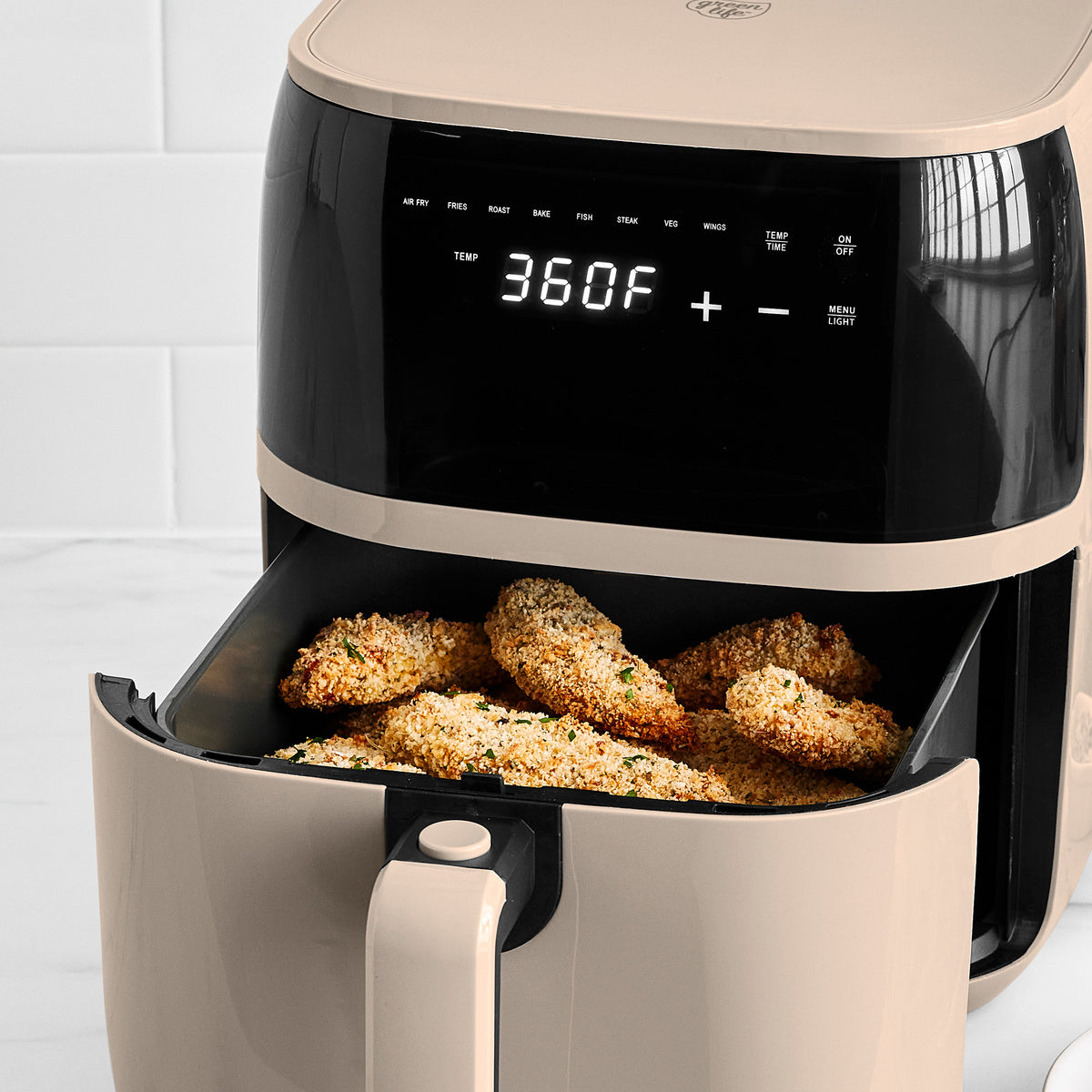 Digital air fryer with healthy ceramic nonstick basket