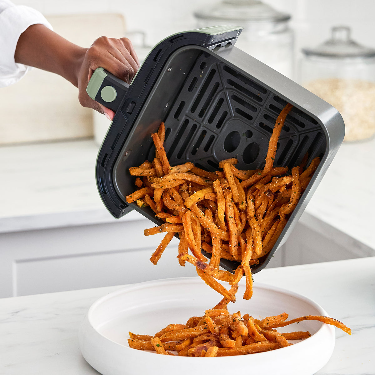 Digital air fryer with stay-cool handle