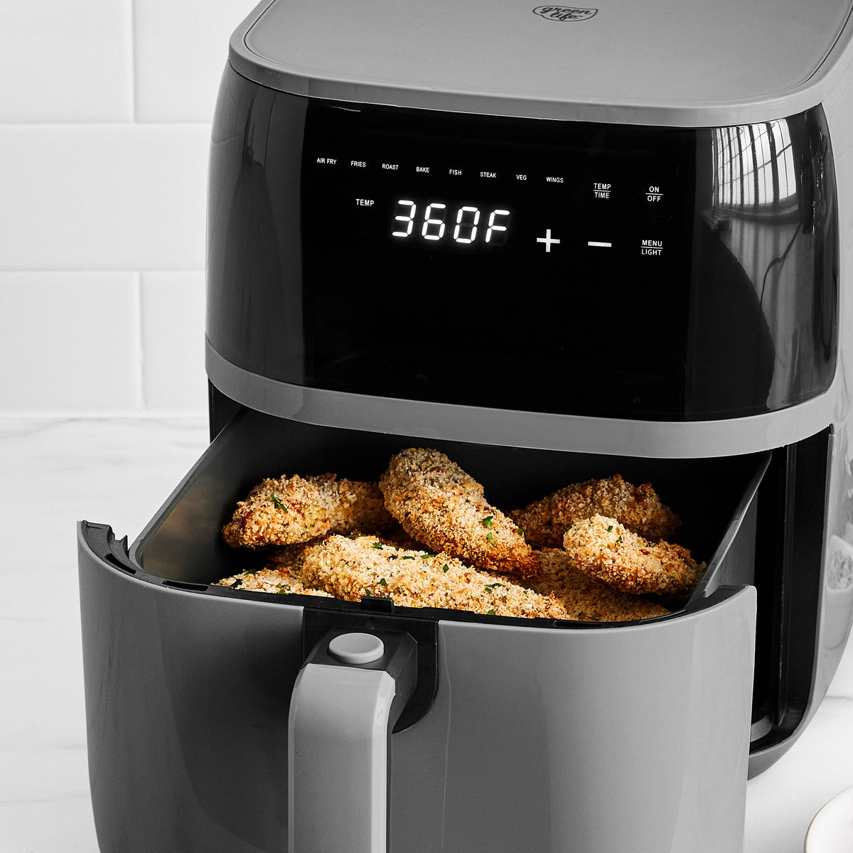 Digital air fryer with healthy ceramic nonstick basket