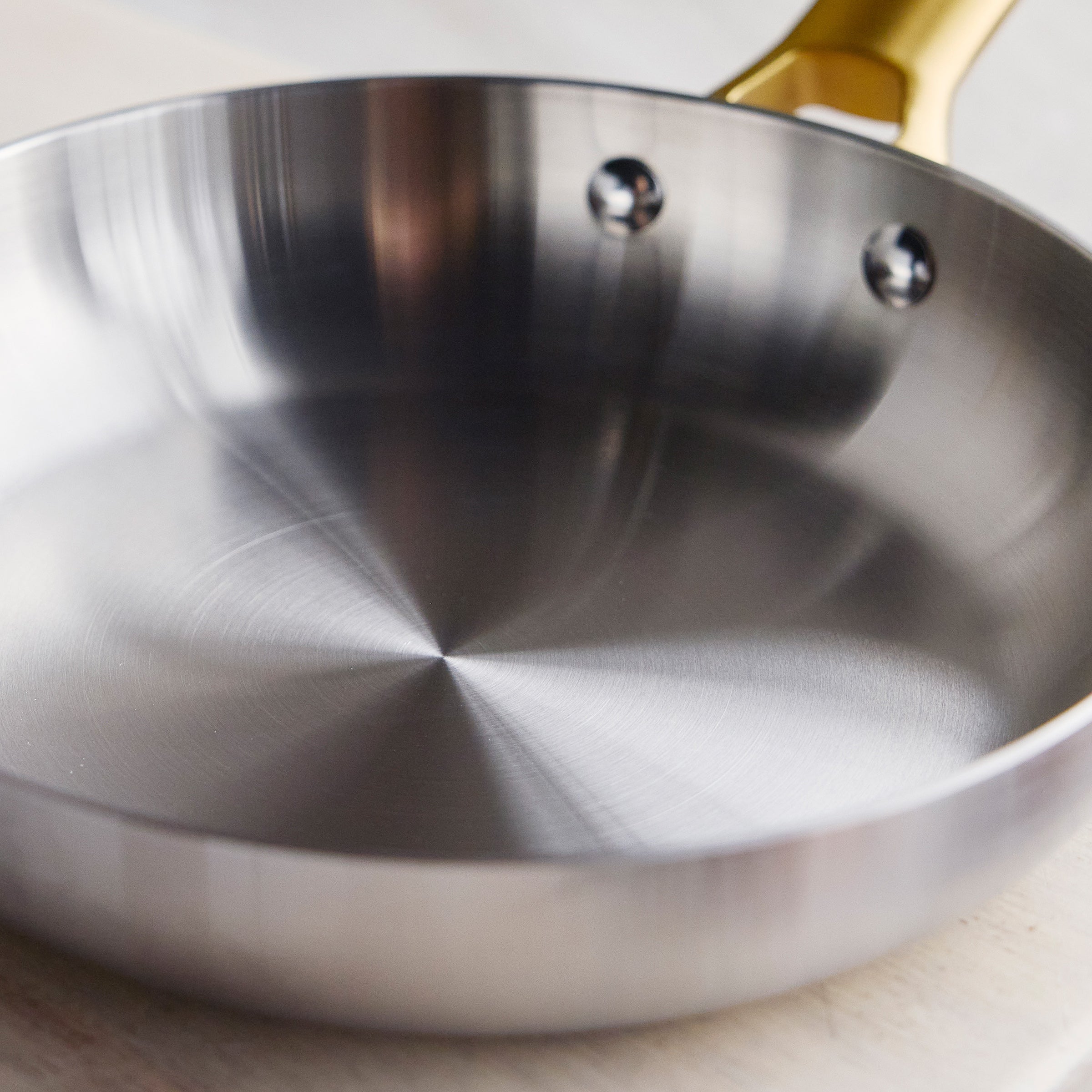 Uncoated stainless steel frypan