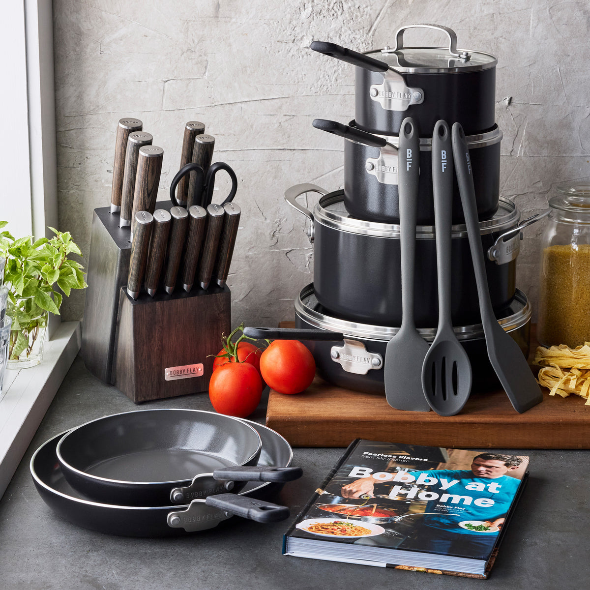 Bobby Flay by GreenPan Ultimate Set with Bobby at Home Cookbook | Black