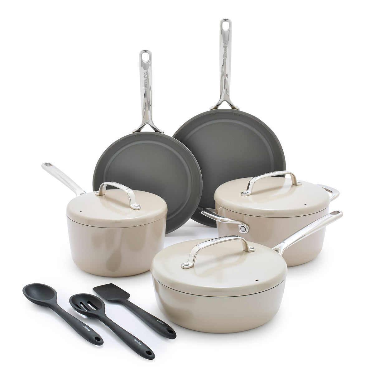 GP5 Colors Ceramic Nonstick 9.5 and 11 Frypan Set, Taupe