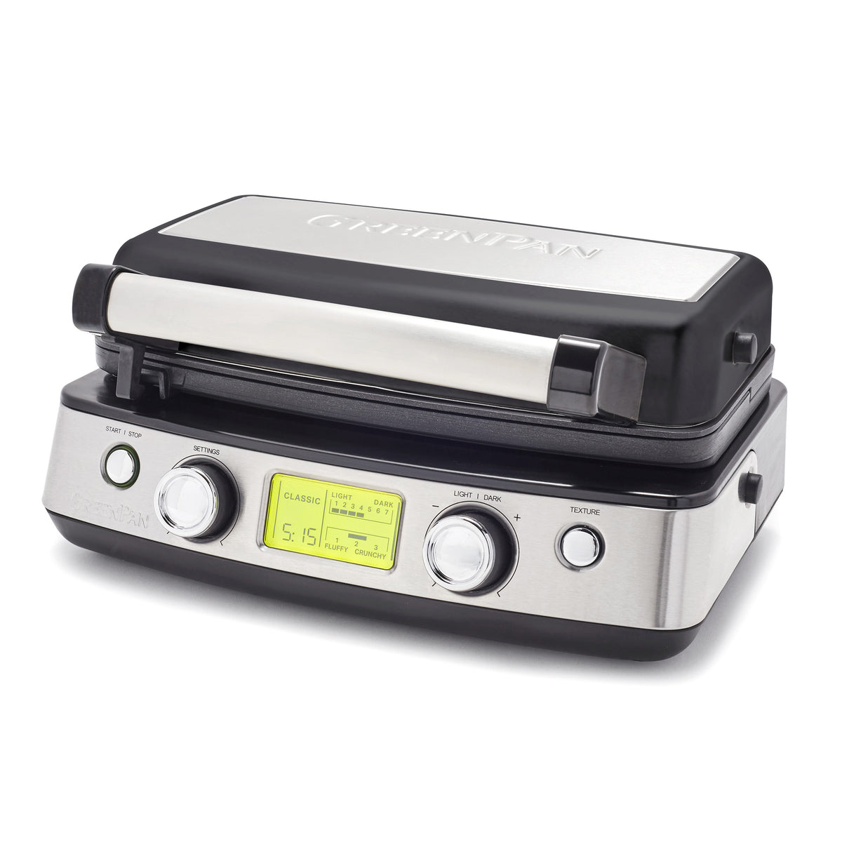 Elite Ceramic Nonstick 2-Square Waffle Maker, Premiere Stainless Stee