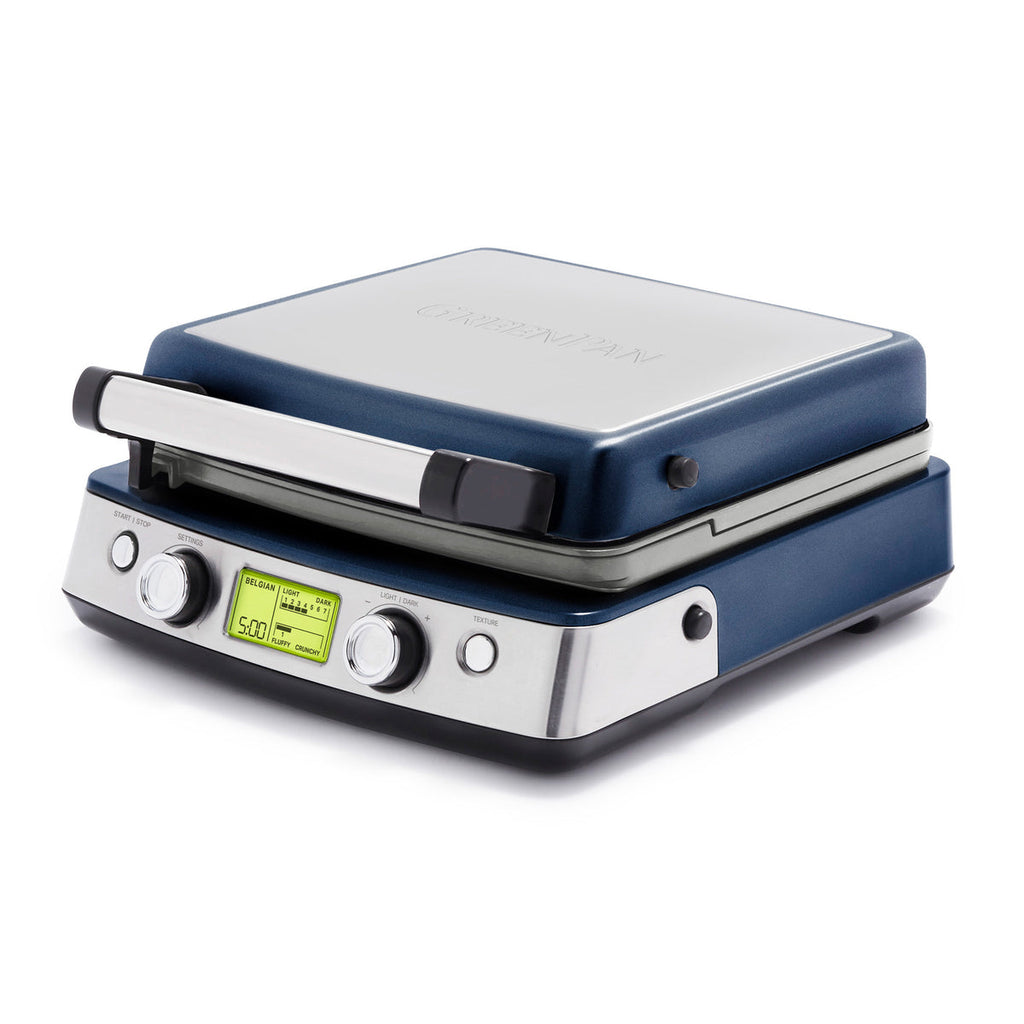 Elite Ceramic Nonstick 4-Square Waffle Maker | Oxford Blue