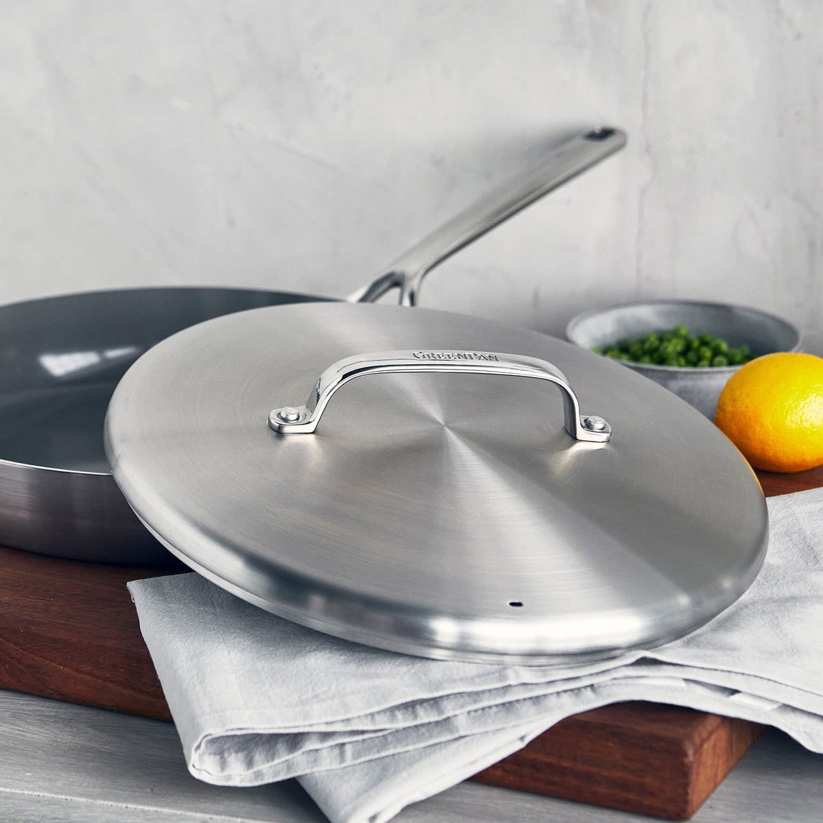 GP5 Stainless Steel 12" Frypan with Lid | Mirror Handles