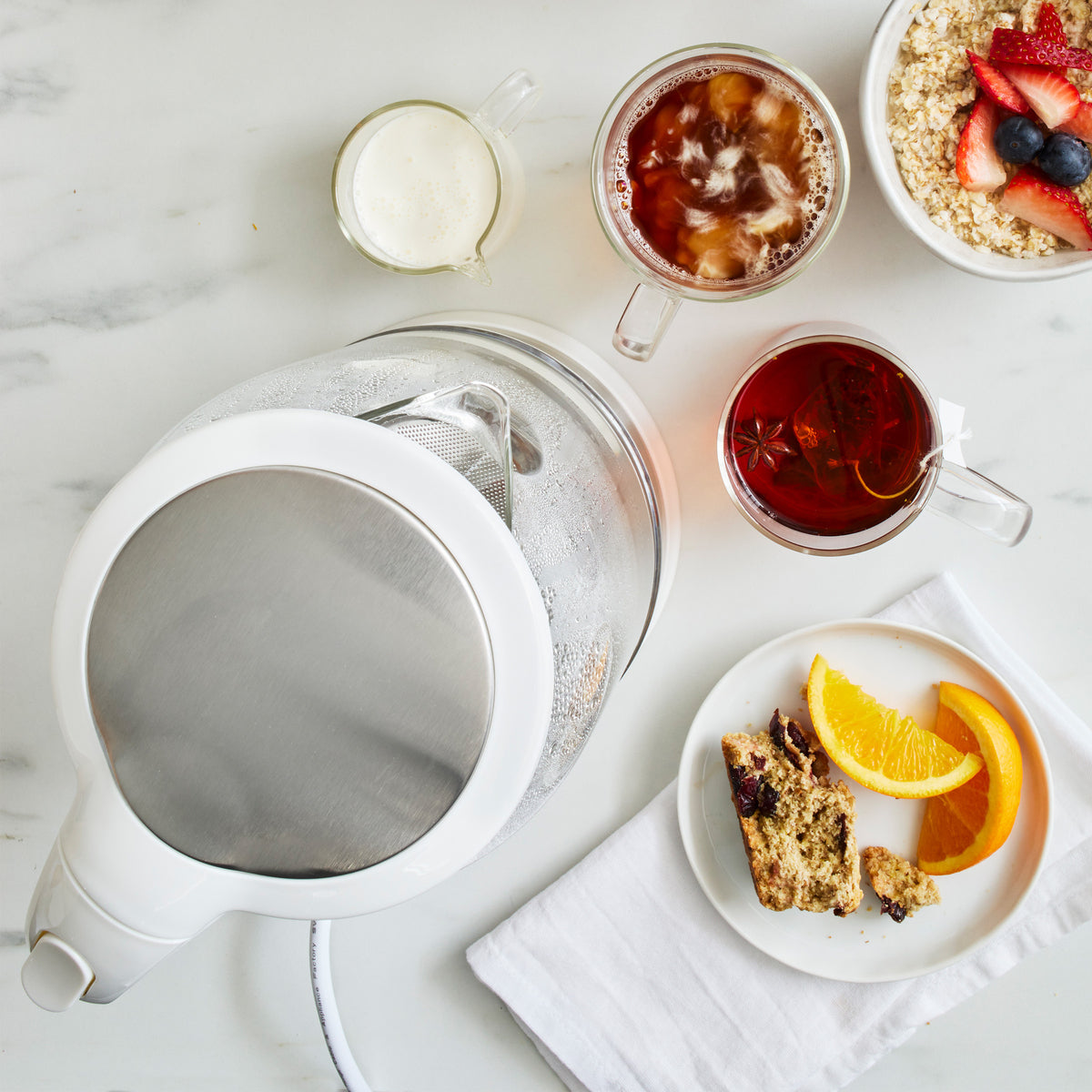 GreenLife Qwik & EZ Glass Kettle | White