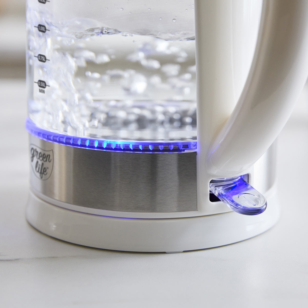 GreenLife Qwik & EZ Glass Kettle | White