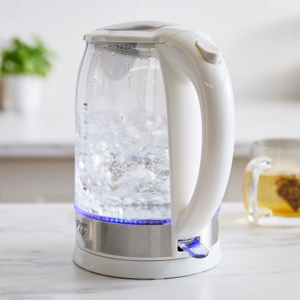 GreenLife Qwik & EZ Glass Kettle | White