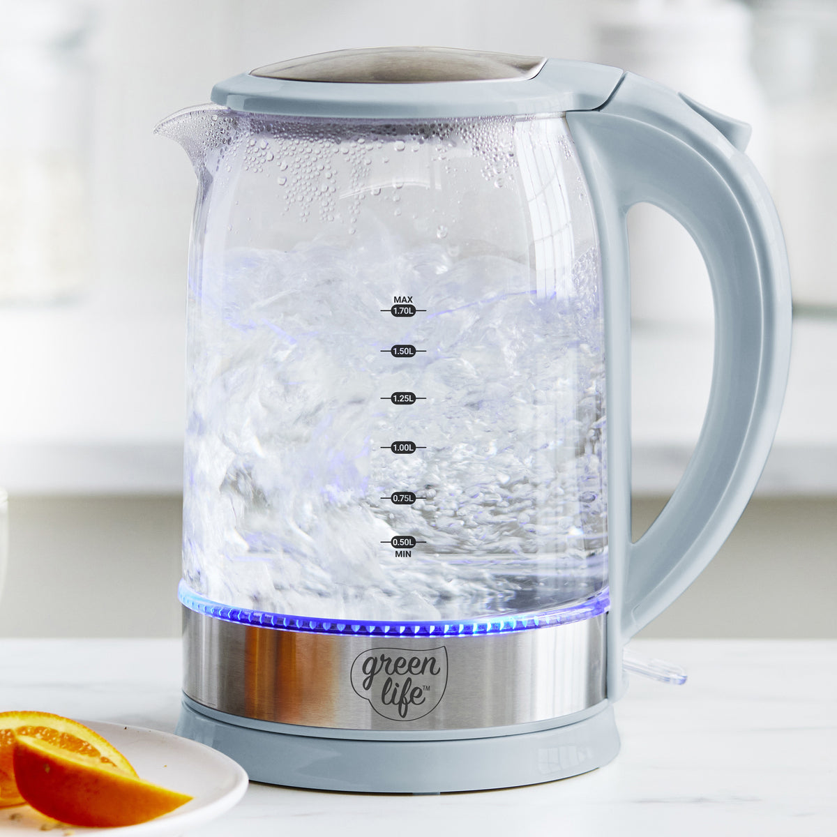 Electric kettle made of durable shock-resistant glass