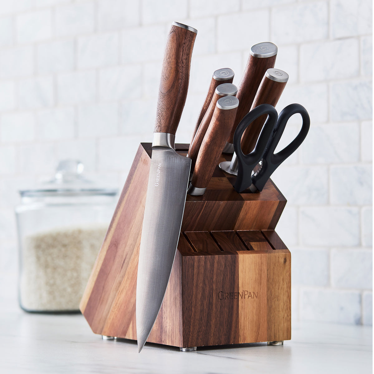 8-piece knife set with walnut handles