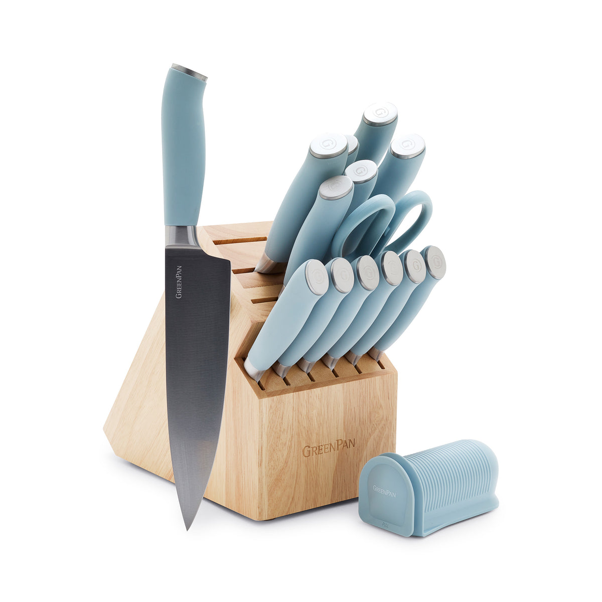 14-Piece buy Stainless Steel Knife Block Set, Teal--ud