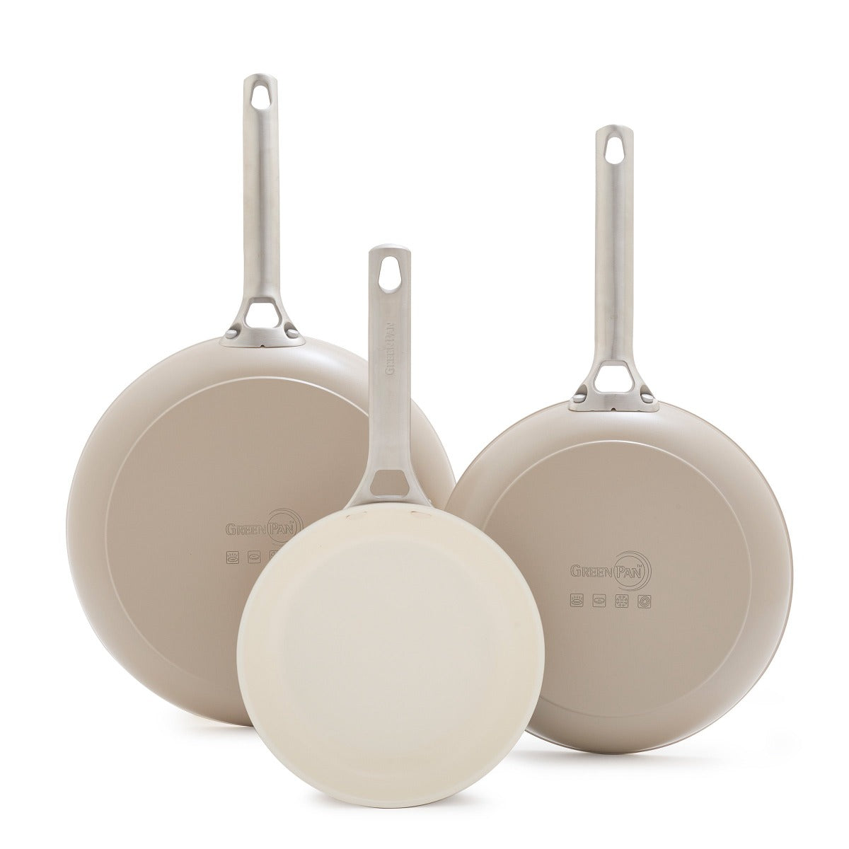 Padova Ceramic Nonstick 8", 10" and 12" Frypan Set | Taupe