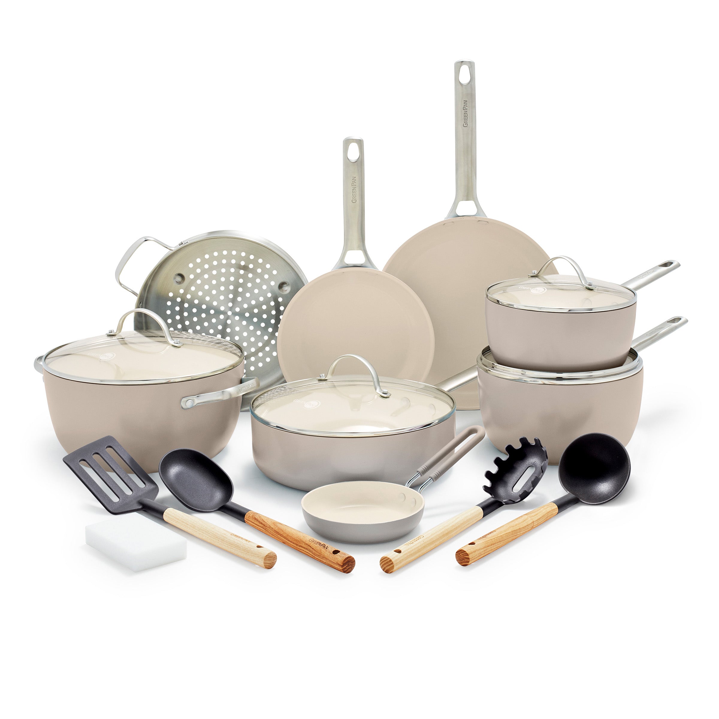 Padova Ceramic Nonstick 16-Piece Cookware Set | Taupe