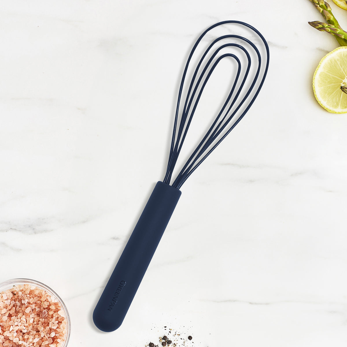 Platinum Silicone Flat Whisk | Navy