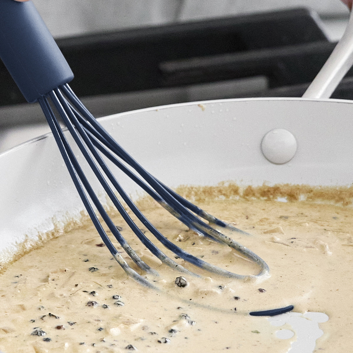 Platinum Silicone Flat Whisk | Navy