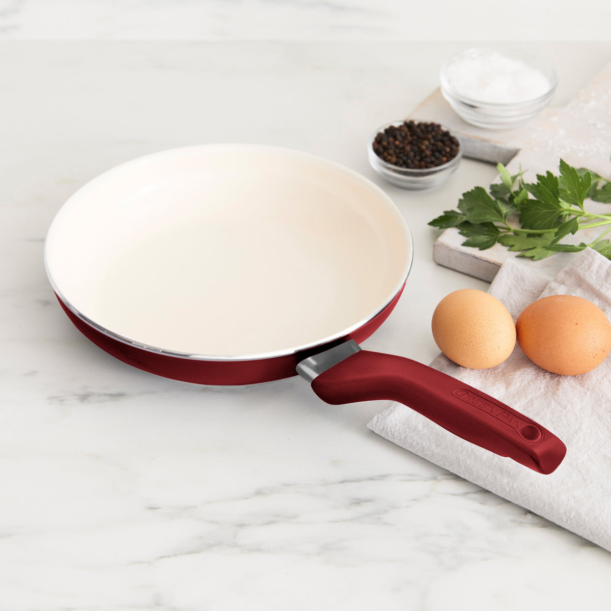 Rio Ceramic Nonstick 8" Frypan with Spatula | Red