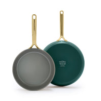 GP5 Colors Ceramic Nonstick 9.5" and 11" Frypan Set with Champagne Handles | Rain Forest Green