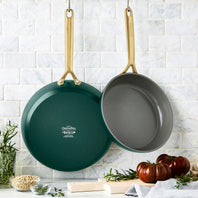 GP5 Colors Ceramic Nonstick 9.5" and 11" Frypan Set with Champagne Handles | Rain Forest Green