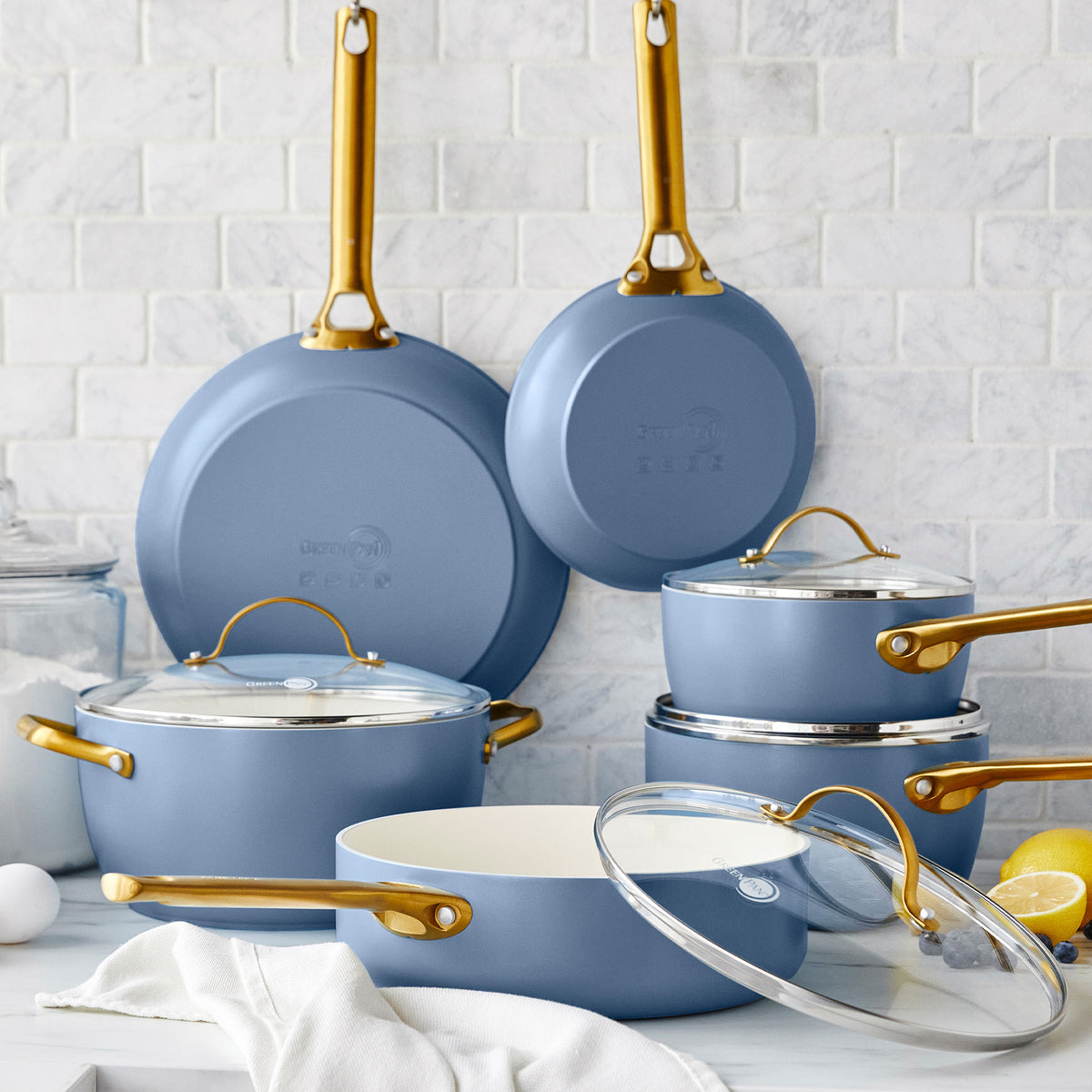 Reserve Ceramic Nonstick 10-Piece Cookware Set | Ocean