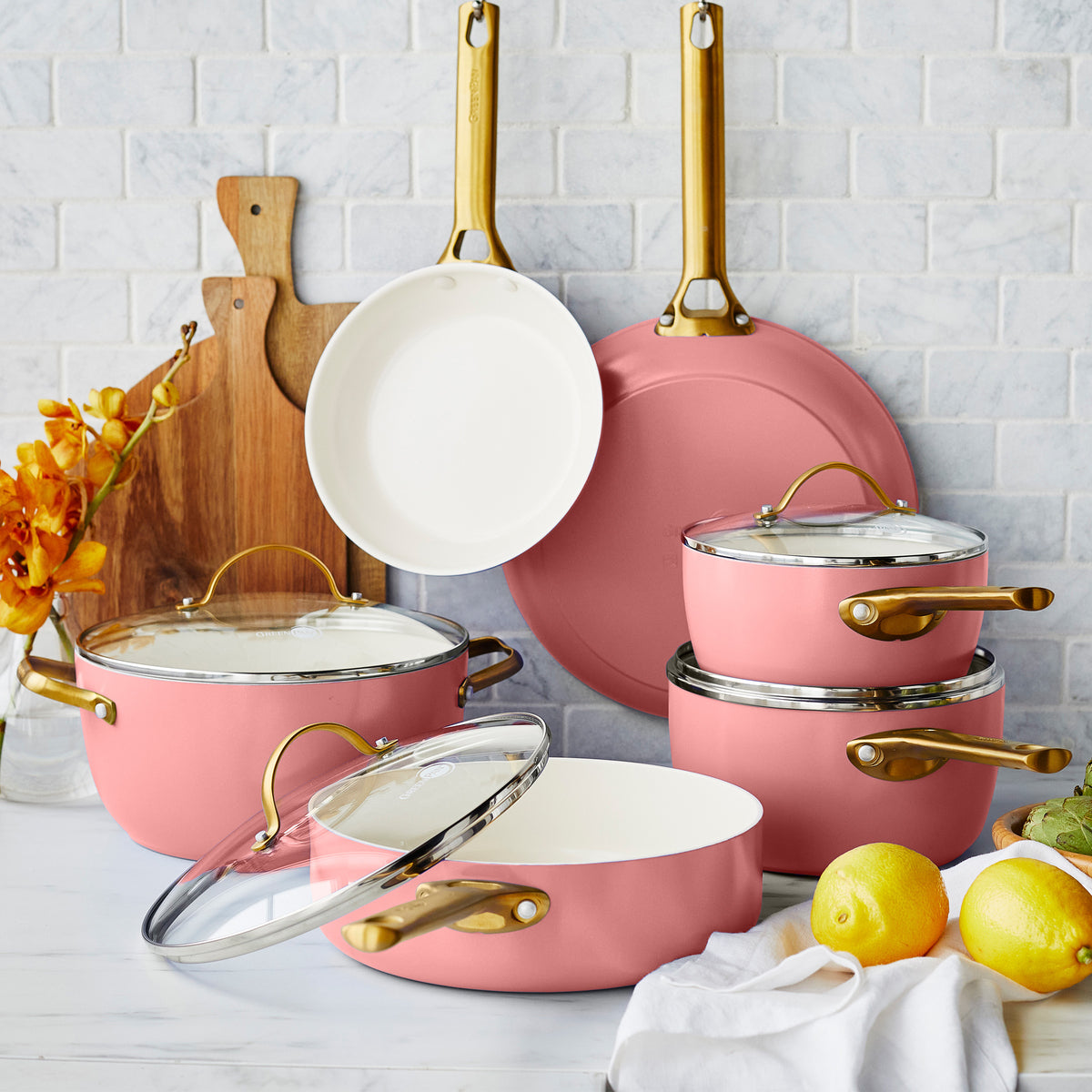 Reserve Ceramic Nonstick 10-Piece Cookware Set | Coral