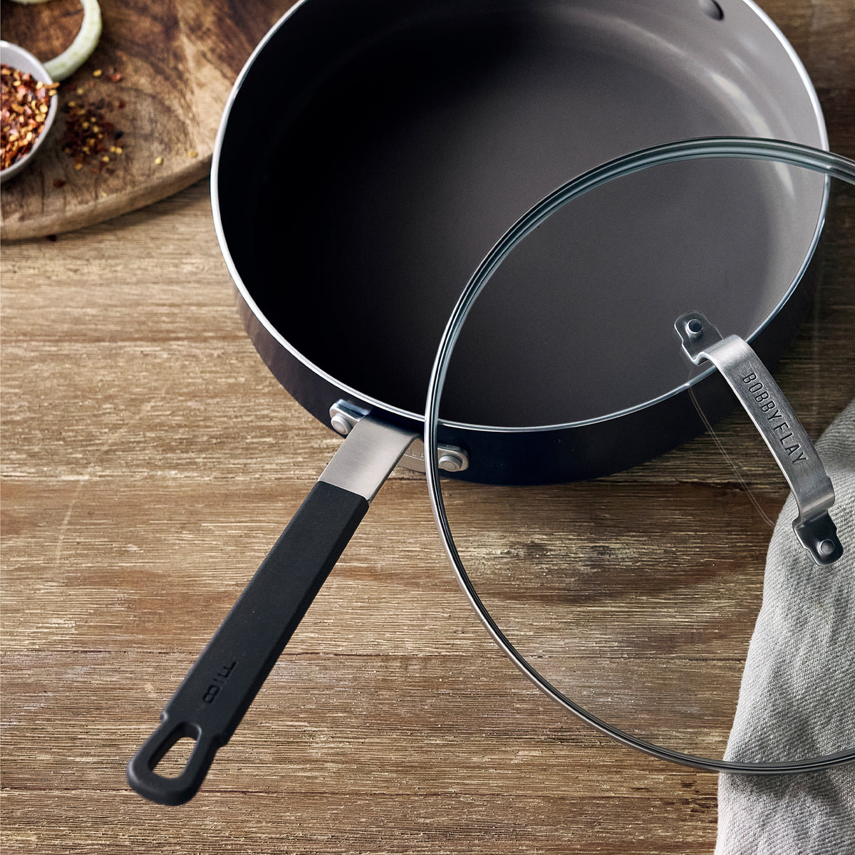 Bobby Flay sauté pan with stay-cool handle