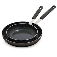 Bobby Flay by GreenPan Professional Ceramic Nonstick 8" and 10" Frypan Set | Black