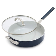 Bobby Flay by GreenPan Professional Ceramic Nonstick 4.5-Quart Sauté Pan with Lid | Oxford Blue