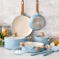 Essence Ceramic Nonstick 10-Piece Cookware Set | Blue Haze