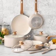 Essence Ceramic Nonstick 10-Piece Cookware Set | Taupe