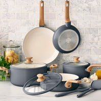 Essence Ceramic Nonstick 10-Piece Cookware Set | Gray