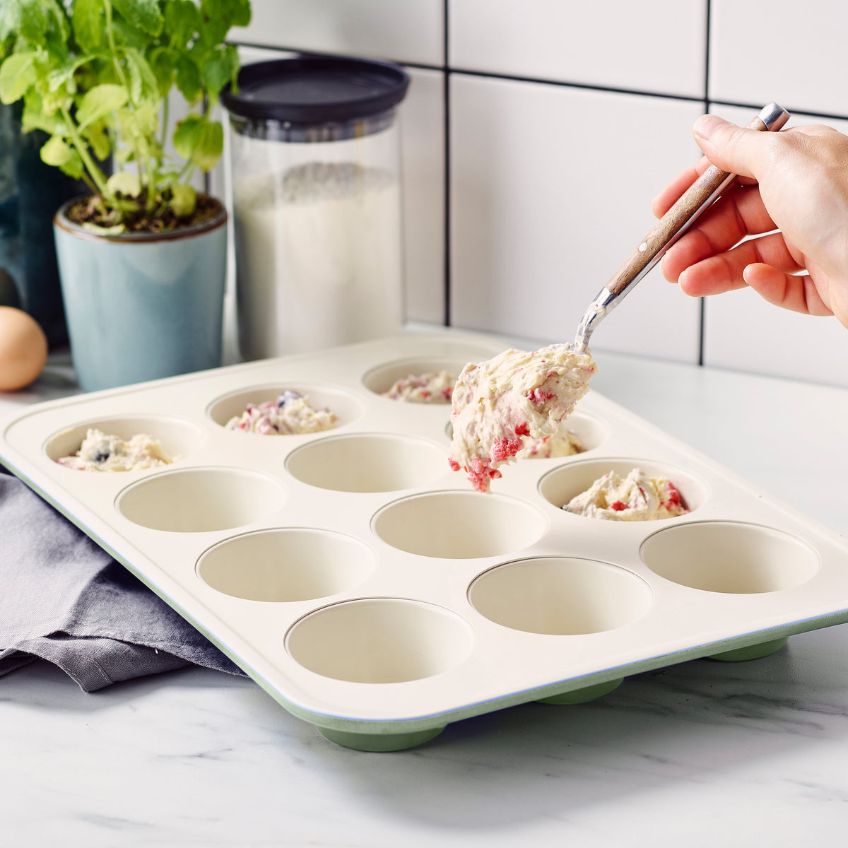 GreenLife Ceramic Nonstick Muffin Pan | Sage Green