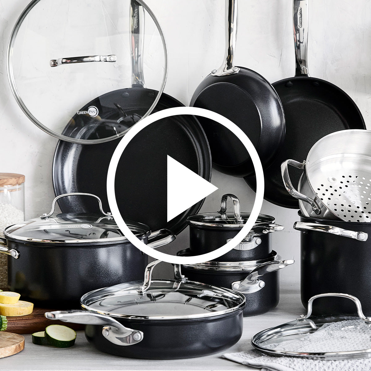 15 Piece Pots & Pans Set - Colorful Kitchen Cookware, Black Non-Stick  Coating In