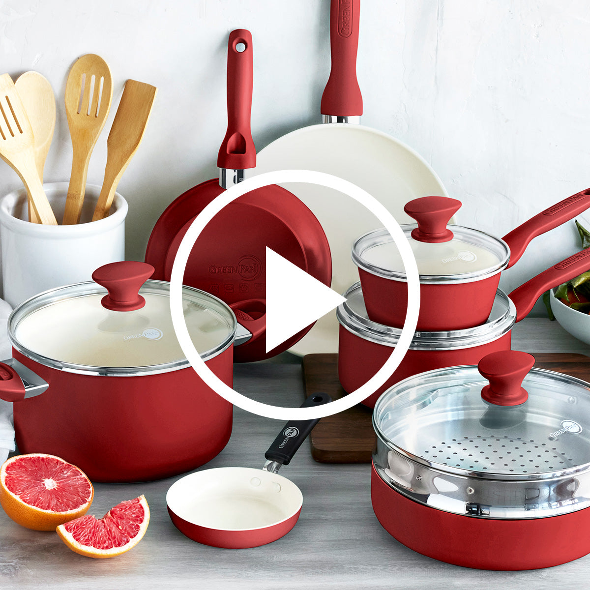 GreenPan Frying Pan Set - with spatula - Mayflower - ø 20 and 24 cm -  ceramic non-stick coating