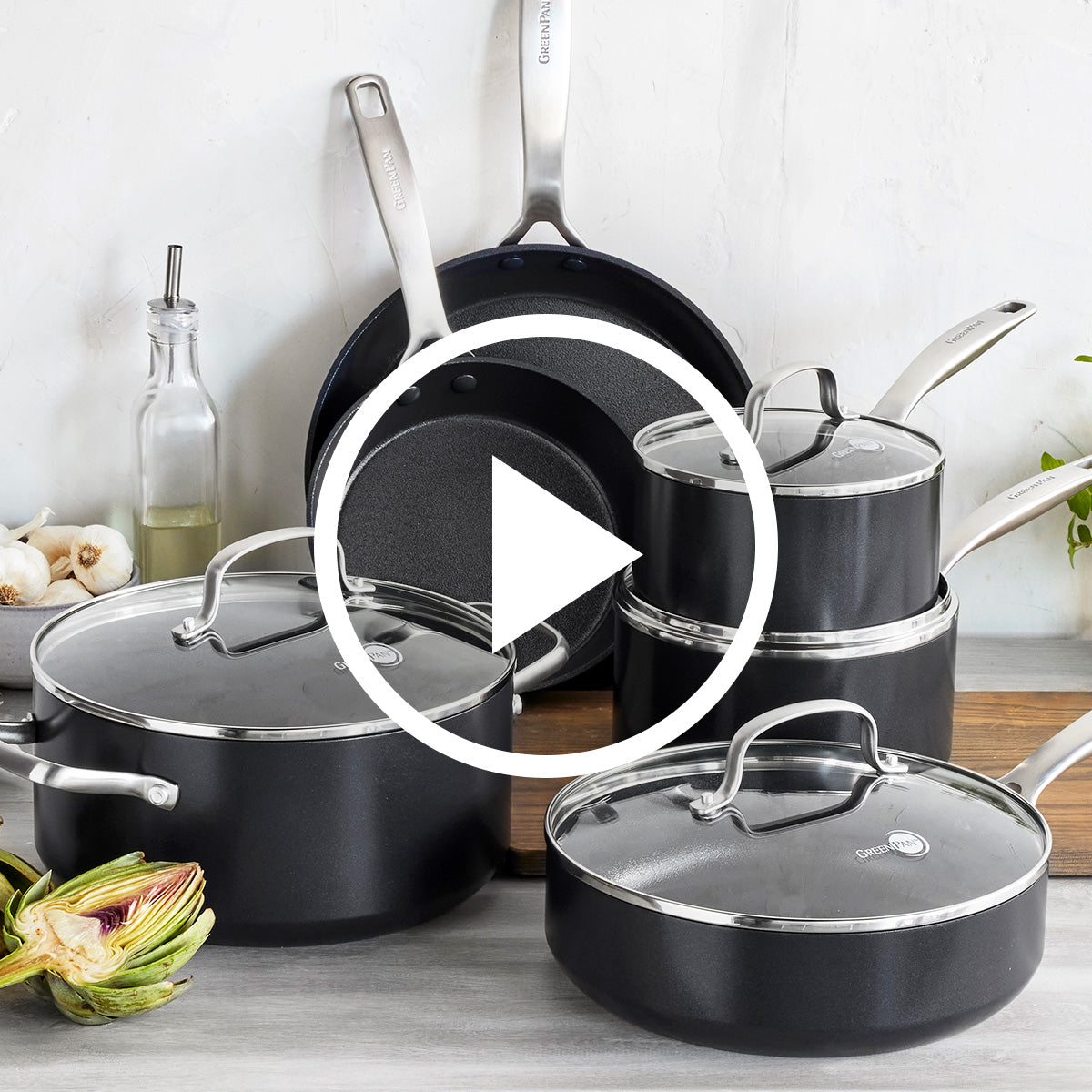 GreenPan Marina Nonstick Ceramic Frying Pan With Lid 12 Inch