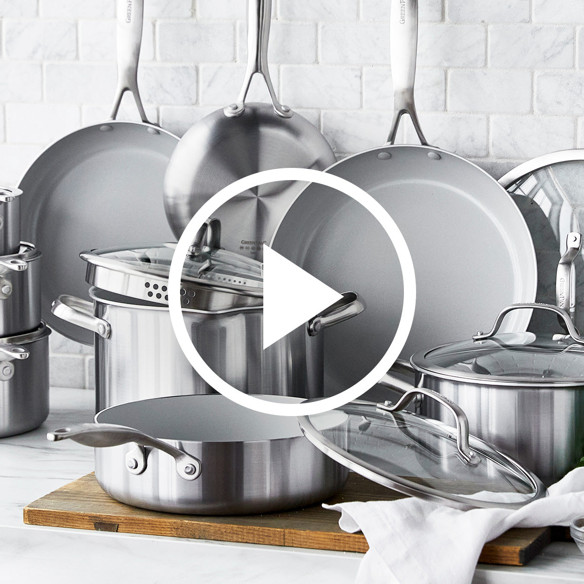 GreenPan Venice Pro Tri-Ply Stainless Steel Ceramic Nonstick 13-Piece Cookware  Set