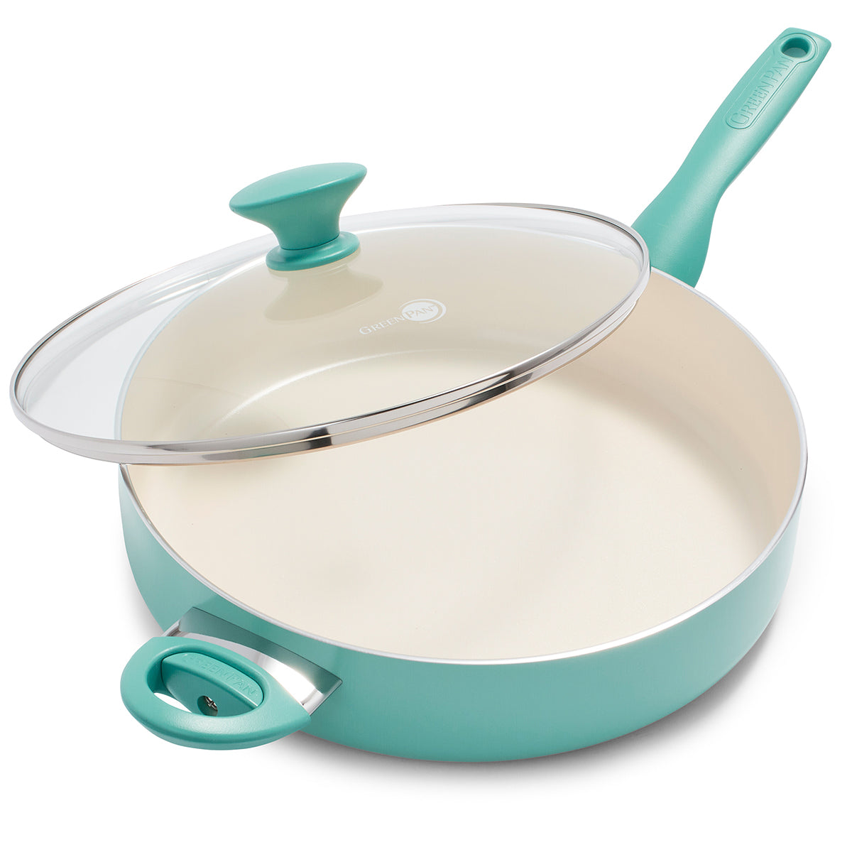 Rio Ceramic Nonstick 5-Quart Sauté Pan with Lid | Turquoise