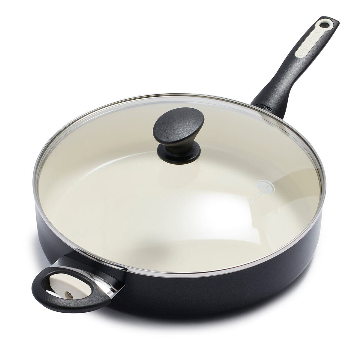 Rio Ceramic Nonstick 5-Quart Sauté Pan with Lid | Black