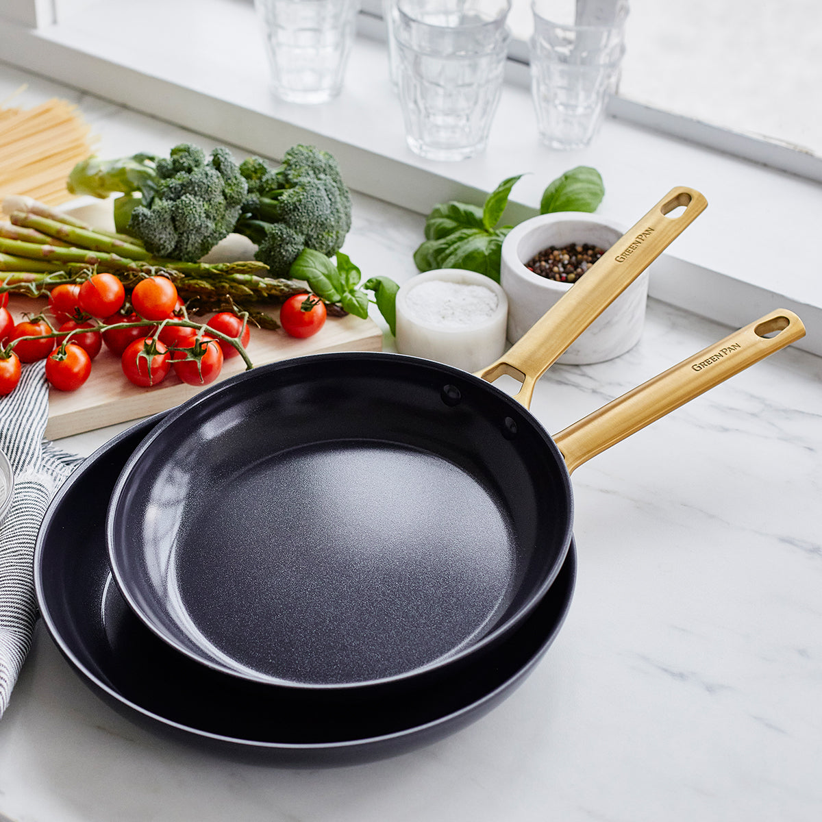 Reserve Ceramic Nonstick 10" and 12" Frypan Set | Black