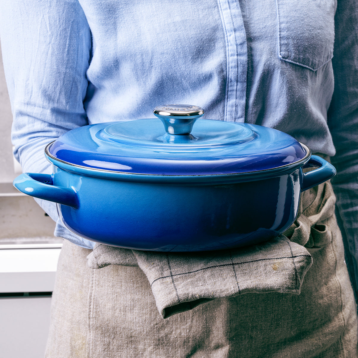 Merten & Storck Enameled Iron 1873 Braiser, 4-Quart | Azure Blue