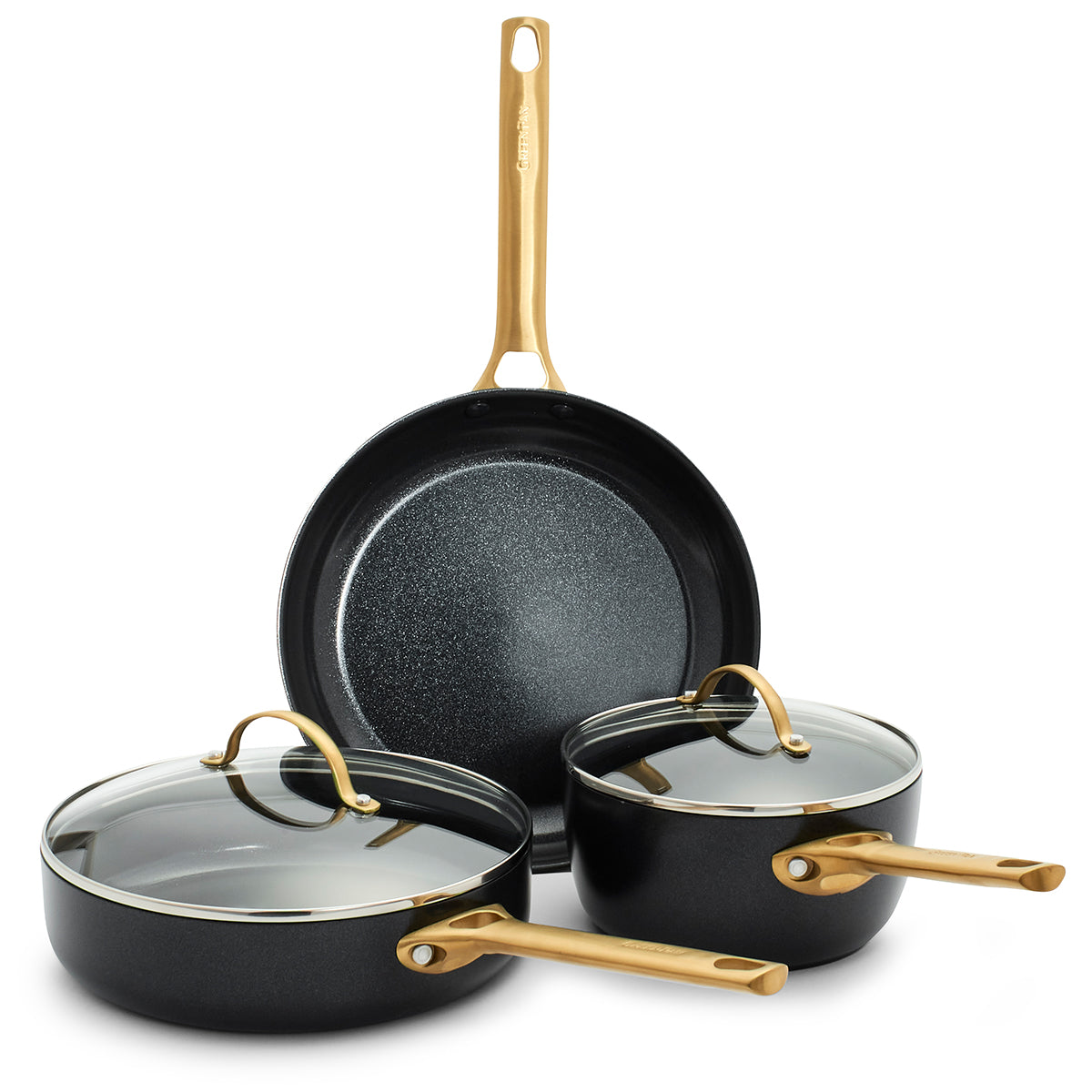 Pots and Pans Sets, Nonstick Cookware Set, Induction Pan Set, Chemical-Free Kitchen Sets, Saucepan, Frying Pan, Saute Pan, Black, 9 Pieces