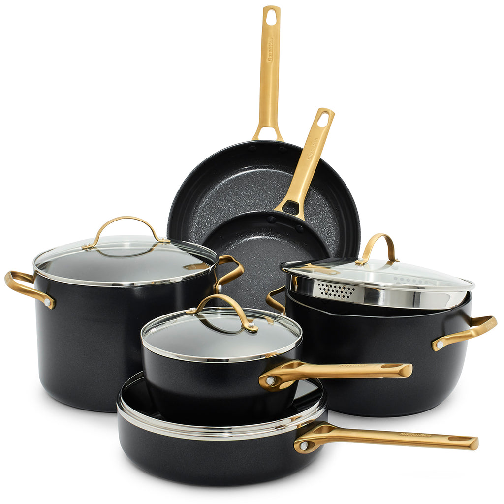 Black and Gold Pan Set 5 Piece, Home, George