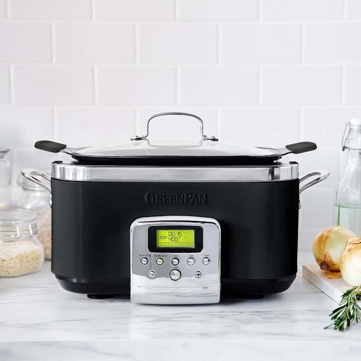 Cook & Carry 6 qt Stainless/Black Slow Cooker by Crock-Pot at