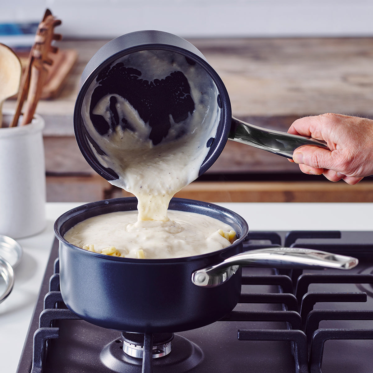 Chatham Black Ceramic Nonstick 1-Quart and 2-Quart Saucepan Set with Lids