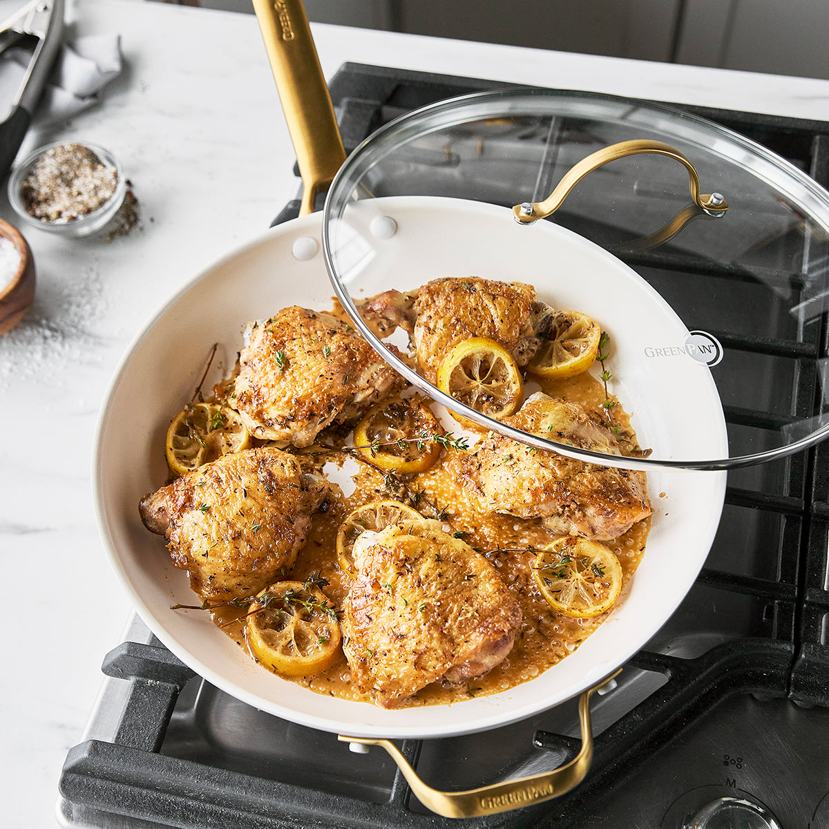 Reserve Ceramic Nonstick 12" Frypan with Helper Handle and Lid | Julep